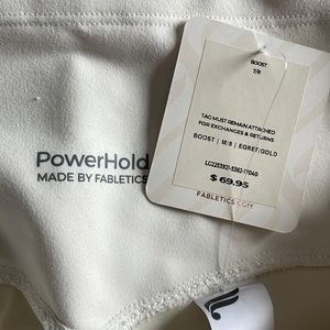 Fabletics, Boost Powerhold High Waisted Leggings. Size M, Color-Egret/Gold.
